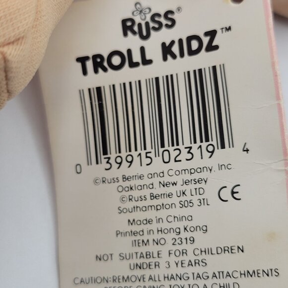 Vintage Russ Berrie Troll Kidz Doll BUFFY Girl Pink Dress Hat 12" WITH TAG - Picture 4 of 10